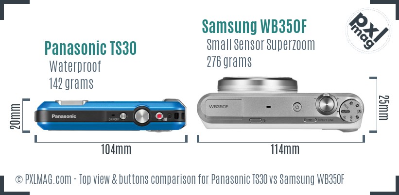 Panasonic TS30 vs Samsung WB350F top view buttons comparison