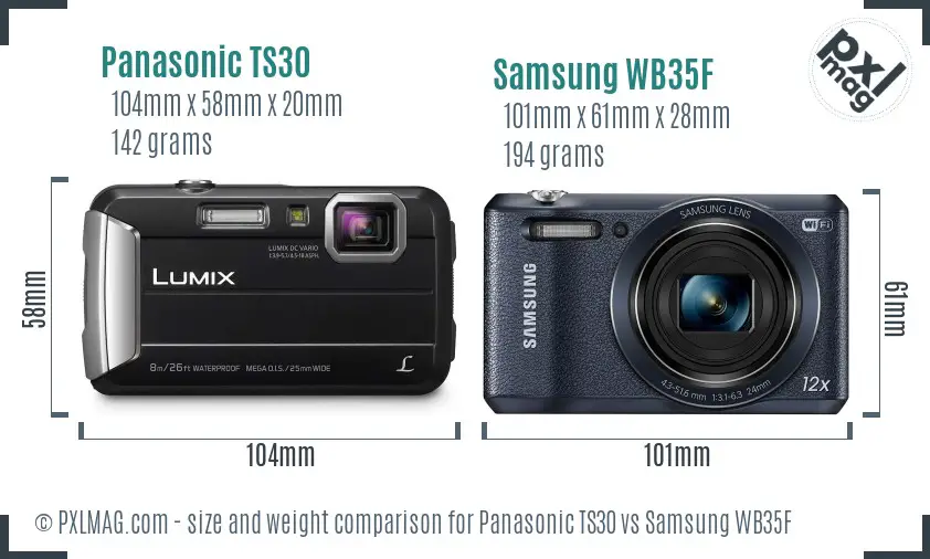 Panasonic TS30 vs Samsung WB35F size comparison Panasonic TS30 vs Samsung WB35F size comparison