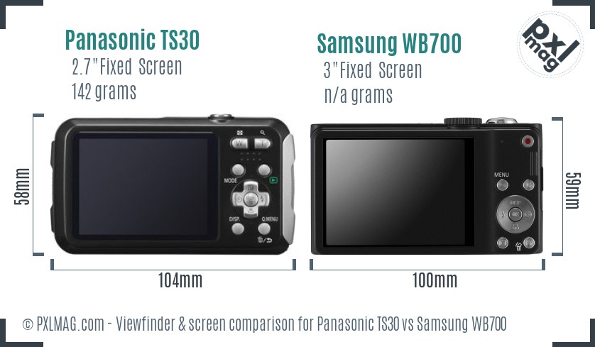 Panasonic TS30 vs Samsung WB700 Screen and Viewfinder comparison