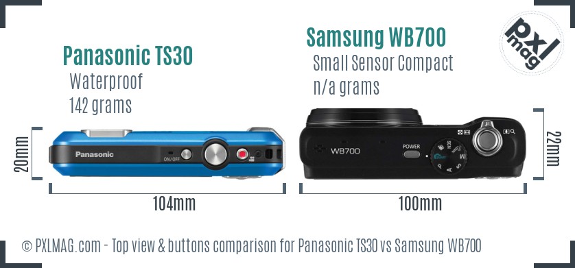 Panasonic TS30 vs Samsung WB700 top view buttons comparison