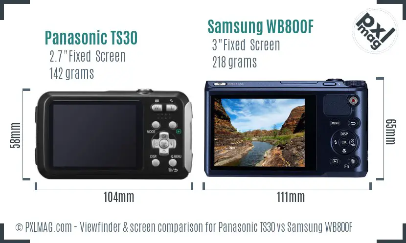 Panasonic TS30 vs Samsung WB800F Screen and Viewfinder comparison