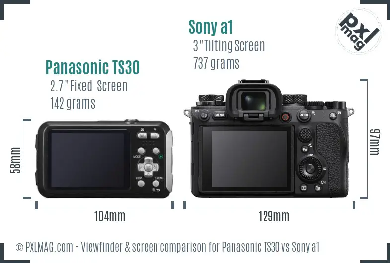 Panasonic TS30 vs Sony a1 Screen and Viewfinder comparison