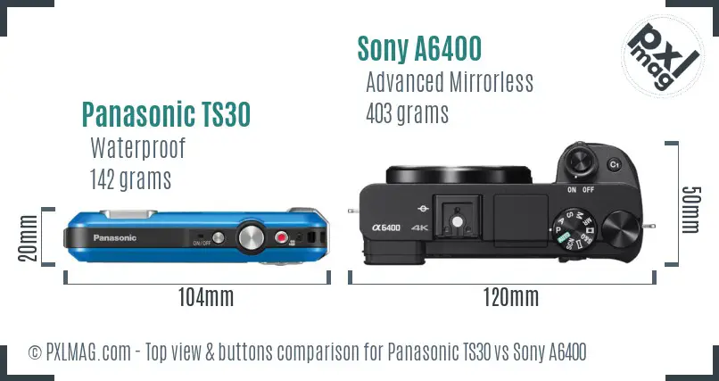 Panasonic TS30 vs Sony A6400 top view buttons comparison