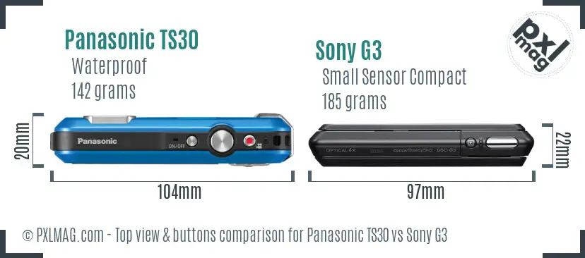 Panasonic TS30 vs Sony G3 top view buttons comparison