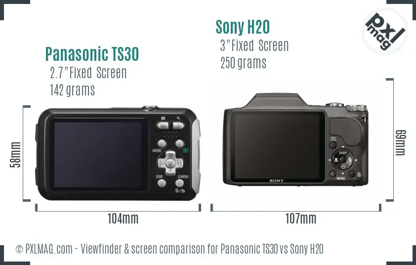 Panasonic TS30 vs Sony H20 Screen and Viewfinder comparison