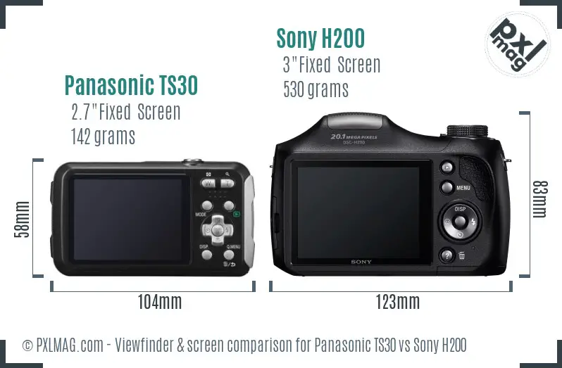 Panasonic TS30 vs Sony H200 Screen and Viewfinder comparison