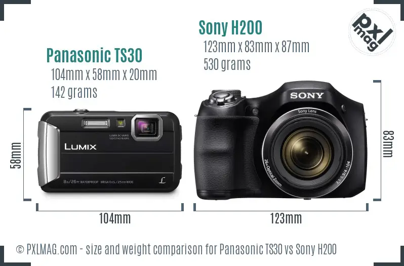 Panasonic TS30 vs Sony H200 size comparison