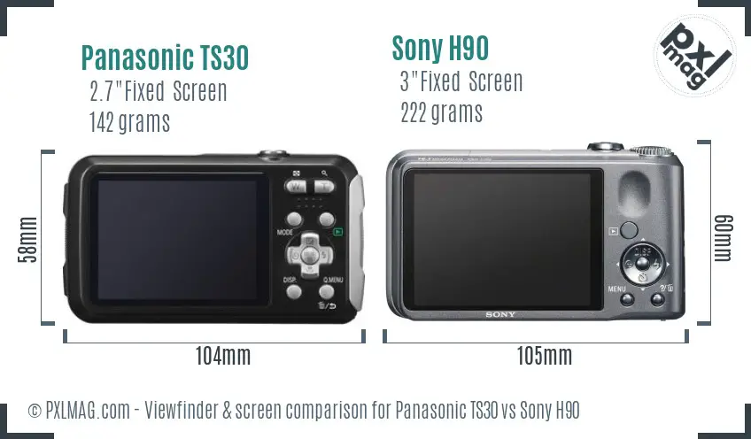 Panasonic TS30 vs Sony H90 Screen and Viewfinder comparison