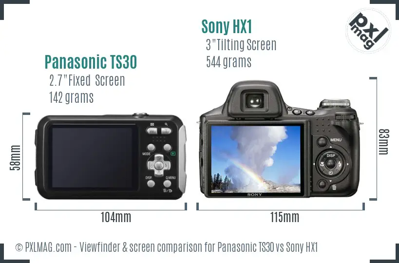 Panasonic TS30 vs Sony HX1 Screen and Viewfinder comparison