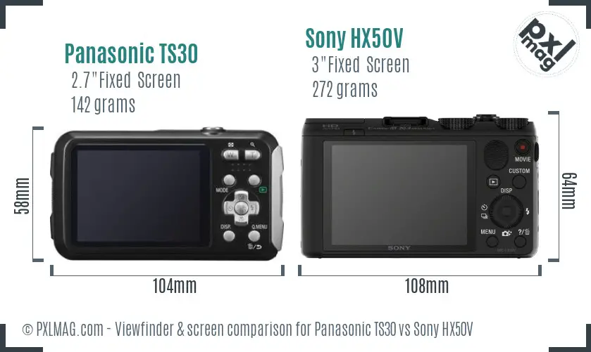 Panasonic TS30 vs Sony HX50V Screen and Viewfinder comparison