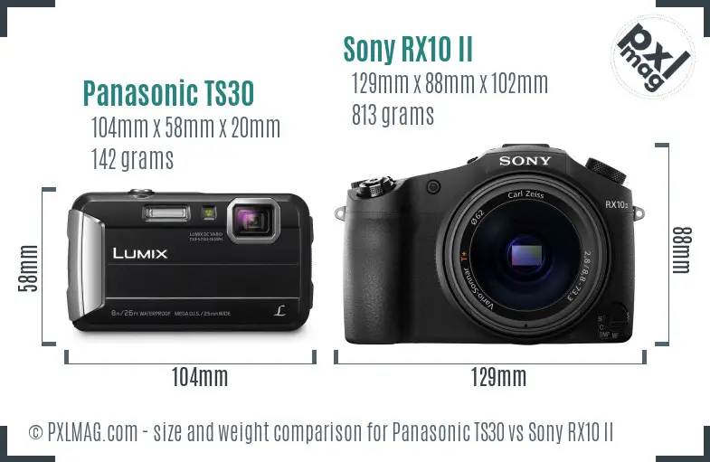 Panasonic TS30 vs Sony RX10 II size comparison Panasonic TS30 vs Sony RX10 II size comparison