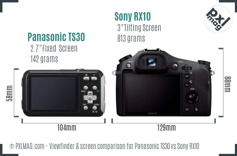 Panasonic TS30 vs Sony RX10 Screen and Viewfinder comparison
