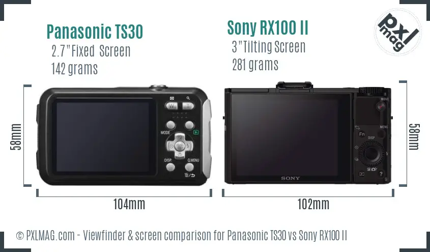 Panasonic TS30 vs Sony RX100 II Screen and Viewfinder comparison Panasonic TS30 vs Sony RX100 II Screen and Viewfinder comparison