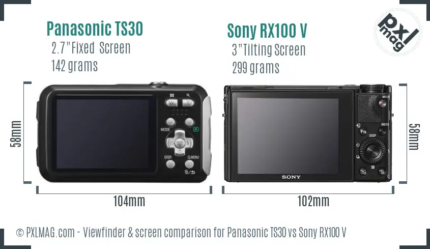 Panasonic TS30 vs Sony RX100 V Screen and Viewfinder comparison