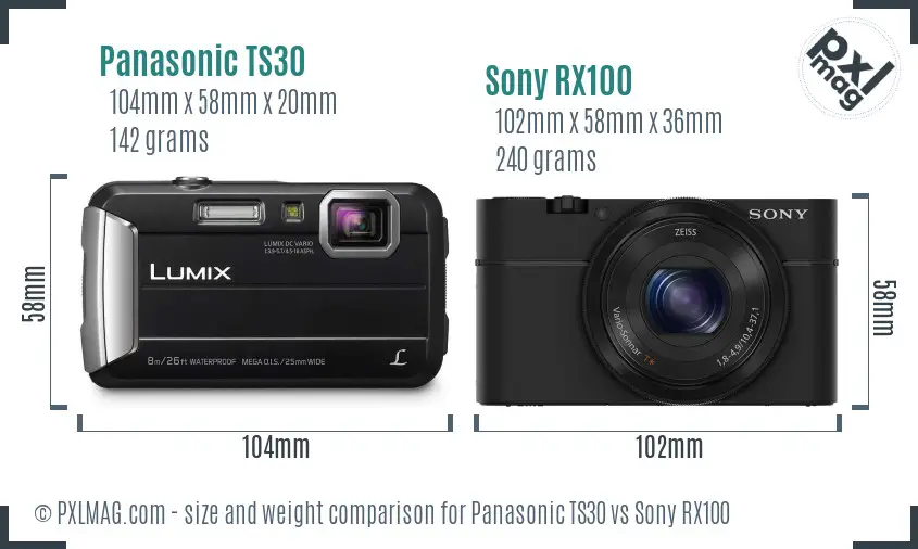 Panasonic TS30 vs Sony RX100 size comparison Panasonic TS30 vs Sony RX100 size comparison