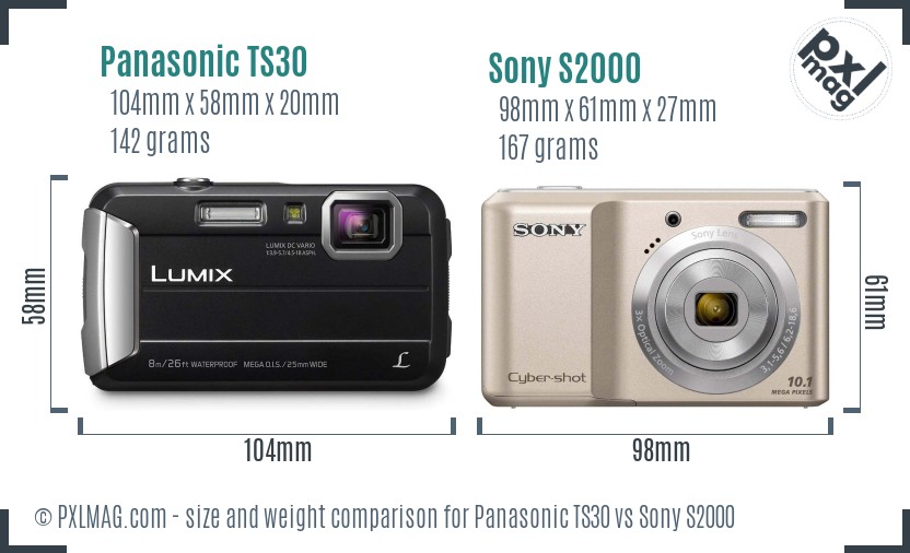 Panasonic TS30 vs Sony S2000 size comparison