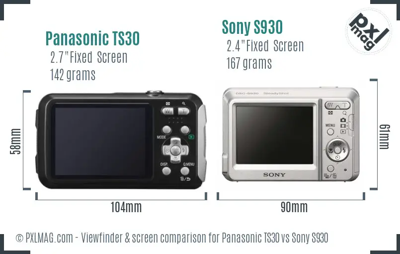 Panasonic TS30 vs Sony S930 Screen and Viewfinder comparison