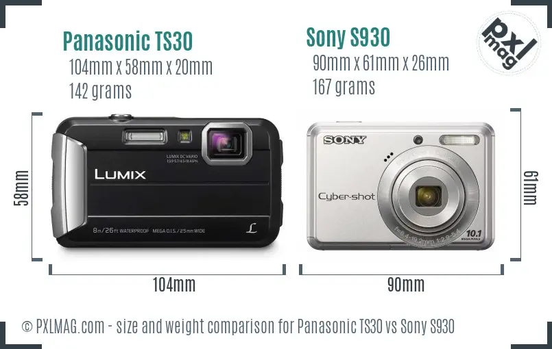 Panasonic TS30 vs Sony S930 size comparison