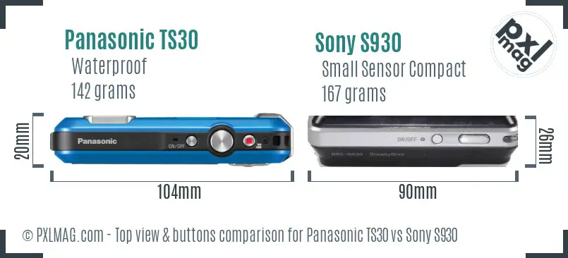Panasonic TS30 vs Sony S930 top view buttons comparison