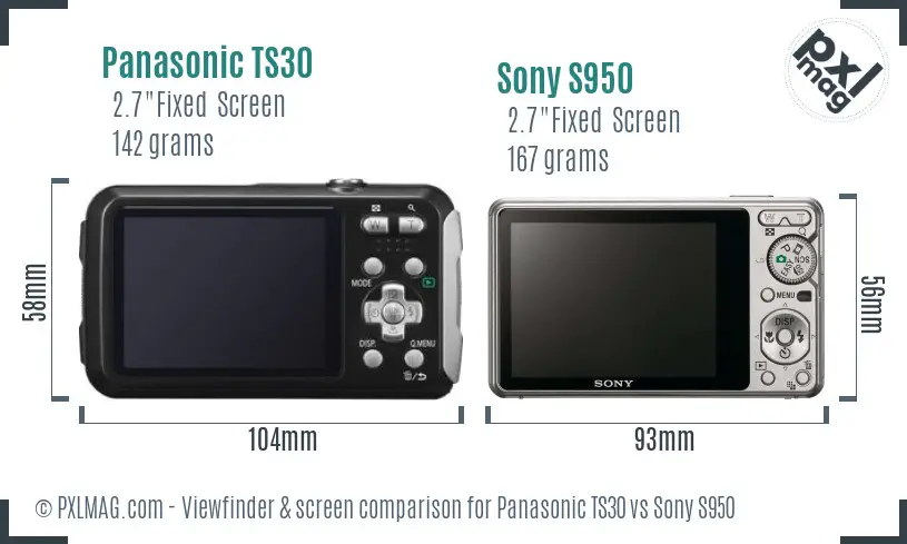 Panasonic TS30 vs Sony S950 Screen and Viewfinder comparison