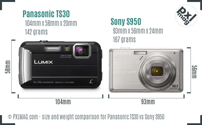 Panasonic TS30 vs Sony S950 size comparison