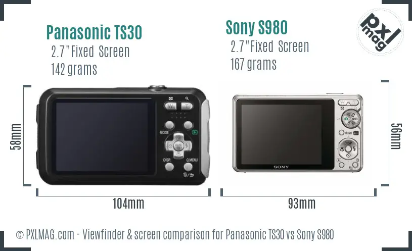 Panasonic TS30 vs Sony S980 Screen and Viewfinder comparison Panasonic TS30 vs Sony S980 Screen and Viewfinder comparison