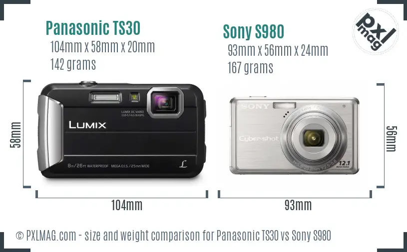 Panasonic TS30 vs Sony S980 size comparison Panasonic TS30 vs Sony S980 size comparison