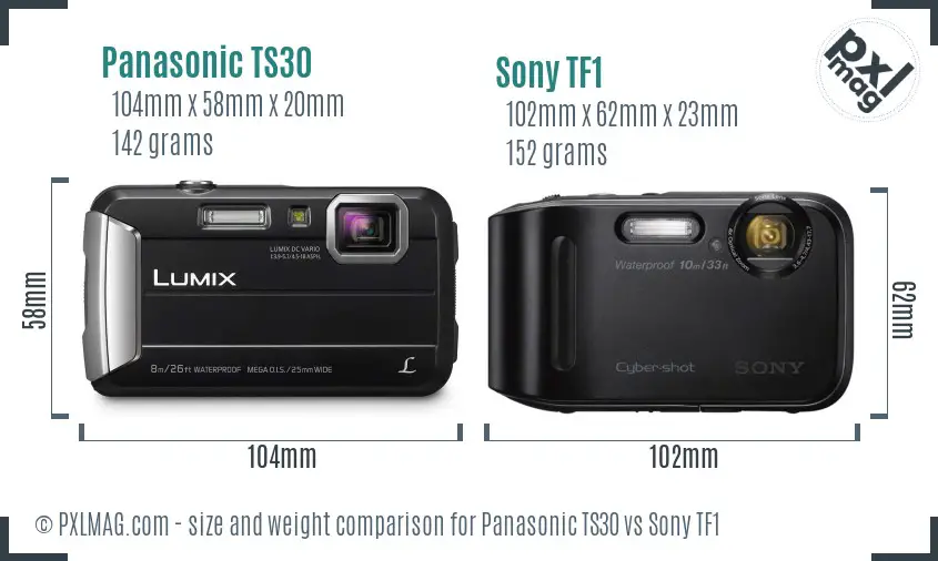 Panasonic TS30 vs Sony TF1 size comparison Panasonic TS30 vs Sony TF1 size comparison