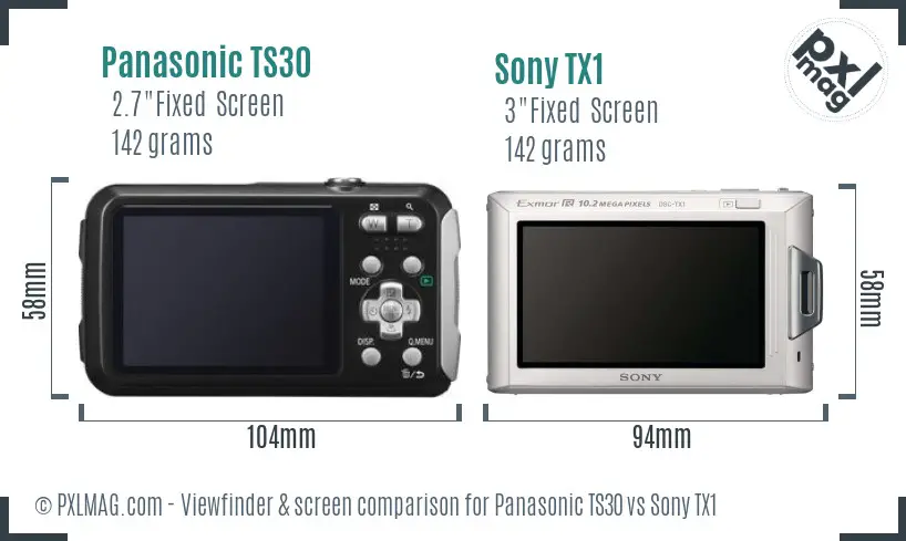 Panasonic TS30 vs Sony TX1 Screen and Viewfinder comparison Panasonic TS30 vs Sony TX1 Screen and Viewfinder comparison