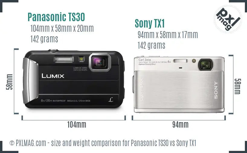 Panasonic TS30 vs Sony TX1 size comparison Panasonic TS30 vs Sony TX1 size comparison