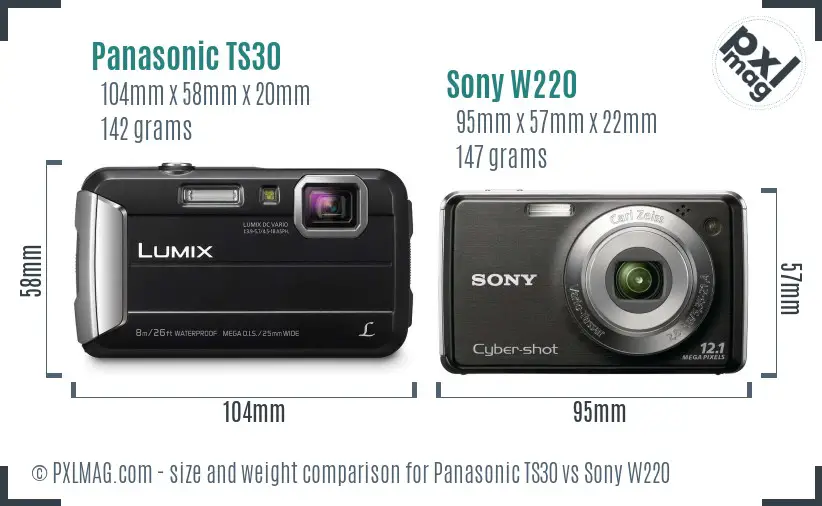 Panasonic TS30 vs Sony W220 size comparison