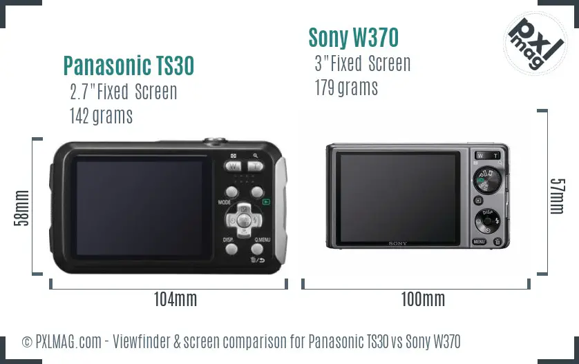 Panasonic TS30 vs Sony W370 Screen and Viewfinder comparison