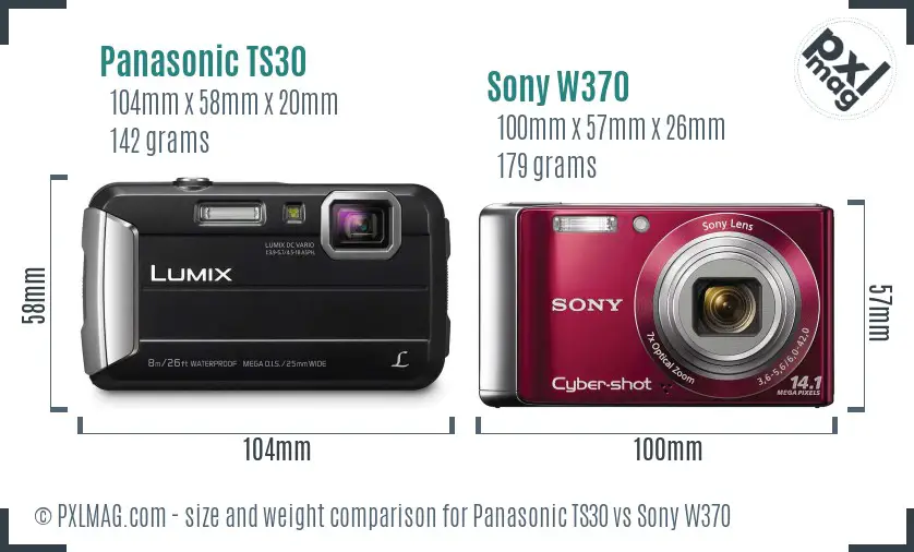 Panasonic TS30 vs Sony W370 size comparison