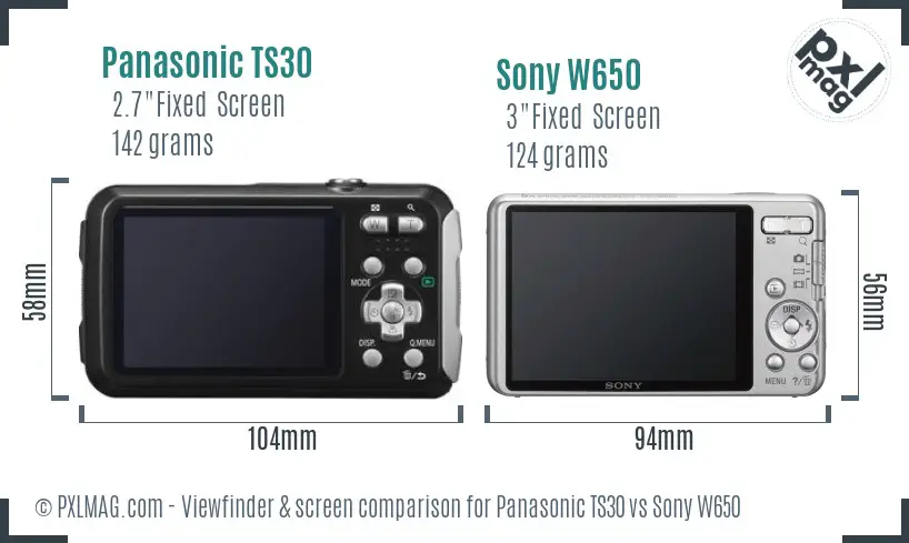 Panasonic TS30 vs Sony W650 Screen and Viewfinder comparison Panasonic TS30 vs Sony W650 Screen and Viewfinder comparison
