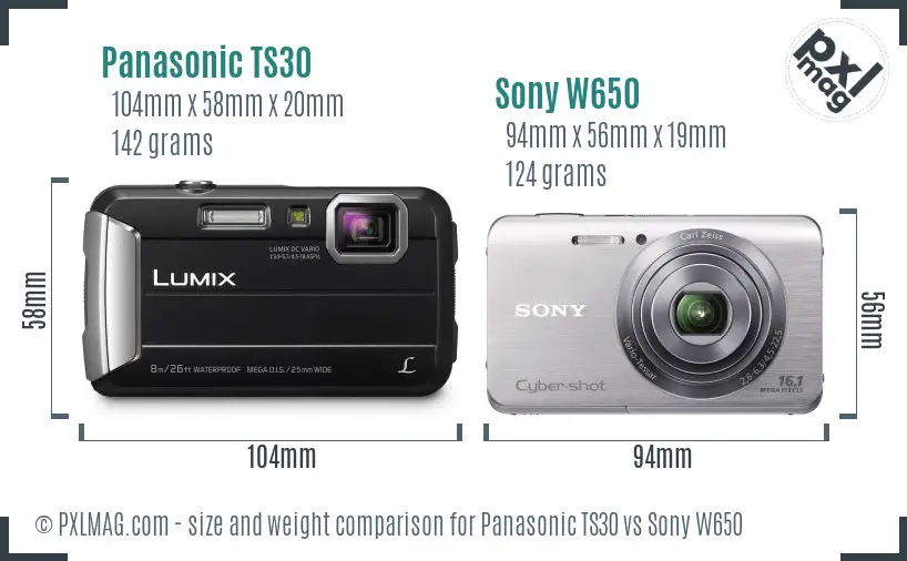 Panasonic TS30 vs Sony W650 size comparison Panasonic TS30 vs Sony W650 size comparison