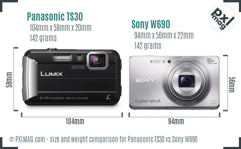 Panasonic TS30 vs Sony W690 size comparison Panasonic TS30 vs Sony W690 size comparison