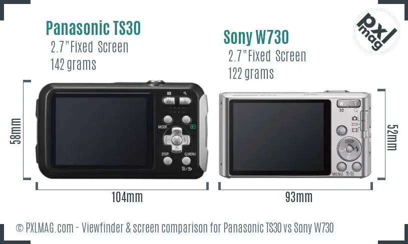 Panasonic TS30 vs Sony W730 Screen and Viewfinder comparison Panasonic TS30 vs Sony W730 Screen and Viewfinder comparison