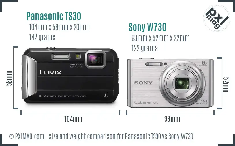 Panasonic TS30 vs Sony W730 size comparison Panasonic TS30 vs Sony W730 size comparison