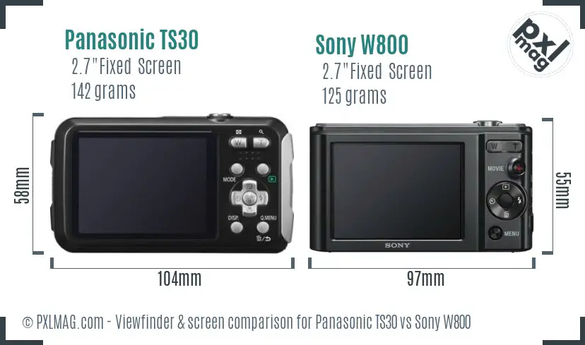 Panasonic TS30 vs Sony W800 Screen and Viewfinder comparison