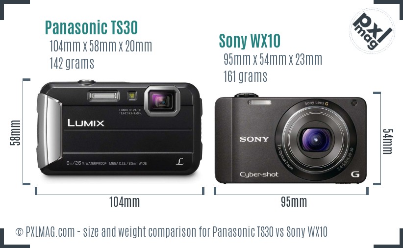 Panasonic TS30 vs Sony WX10 size comparison