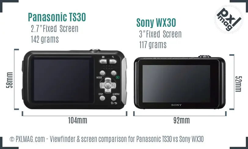 Panasonic TS30 vs Sony WX30 Screen and Viewfinder comparison