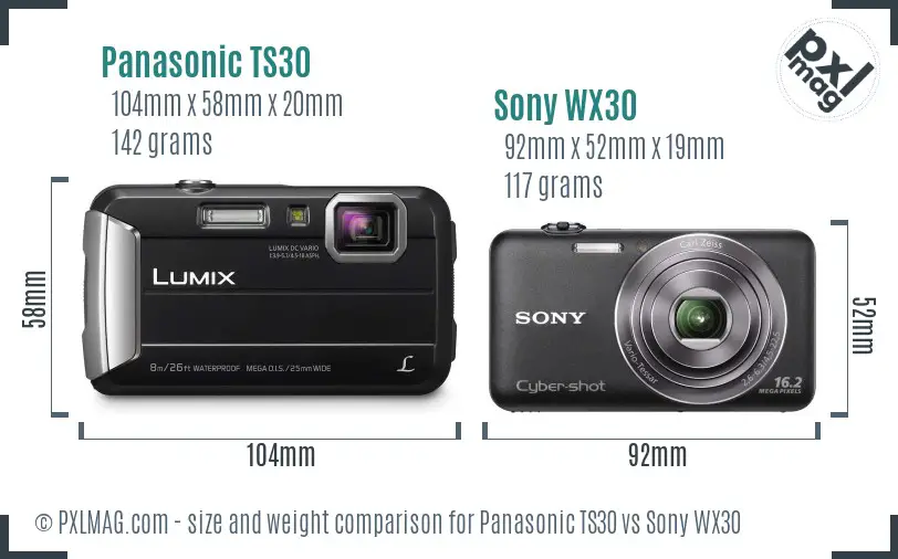 Panasonic TS30 vs Sony WX30 size comparison Panasonic TS30 vs Sony WX30 size comparison