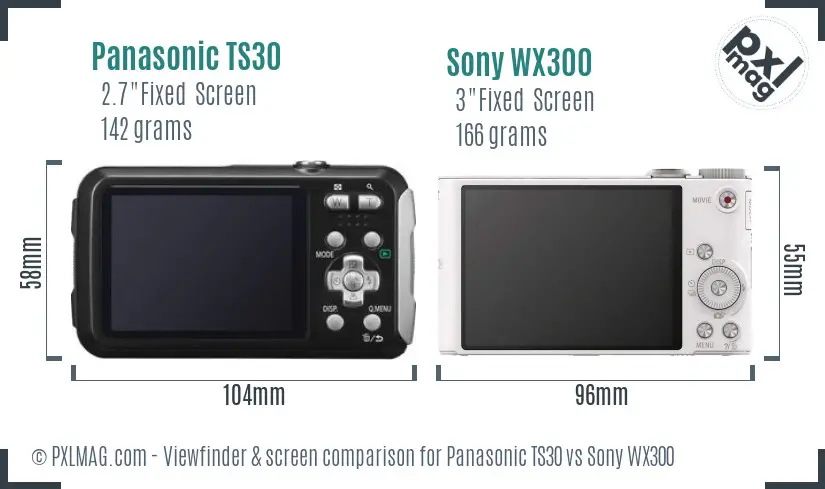 Panasonic TS30 vs Sony WX300 Screen and Viewfinder comparison Panasonic TS30 vs Sony WX300 Screen and Viewfinder comparison