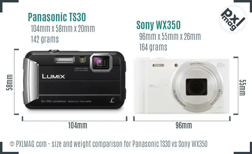Panasonic TS30 vs Sony WX350 size comparison