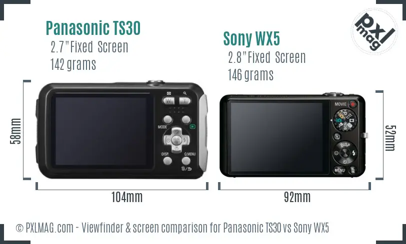 Panasonic TS30 vs Sony WX5 Screen and Viewfinder comparison Panasonic TS30 vs Sony WX5 Screen and Viewfinder comparison