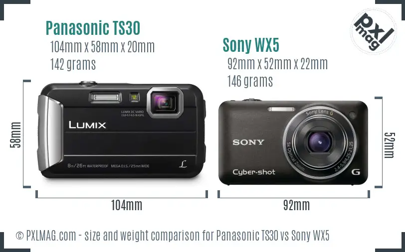 Panasonic TS30 vs Sony WX5 size comparison Panasonic TS30 vs Sony WX5 size comparison