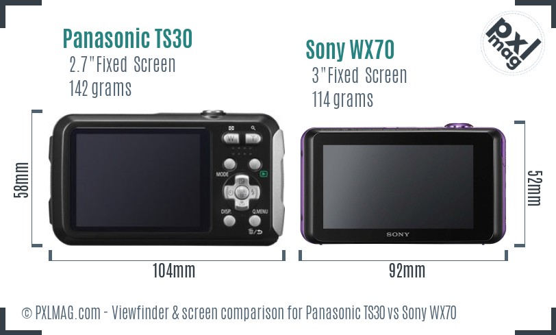 Panasonic TS30 vs Sony WX70 Screen and Viewfinder comparison