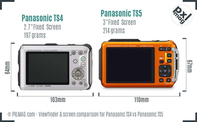 Panasonic TS4 vs Panasonic TS5 Screen and Viewfinder comparison