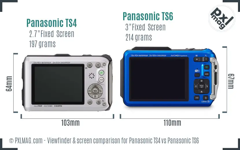 Panasonic TS4 vs Panasonic TS6 Screen and Viewfinder comparison