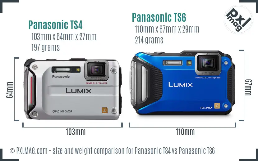 Panasonic TS4 vs Panasonic TS6 size comparison